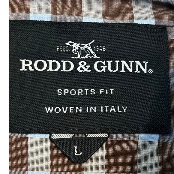 Rodd & Gunn Men's Blue/Brown Checked Button Up Preppy Casual - Size Large - Picture 3 of 7